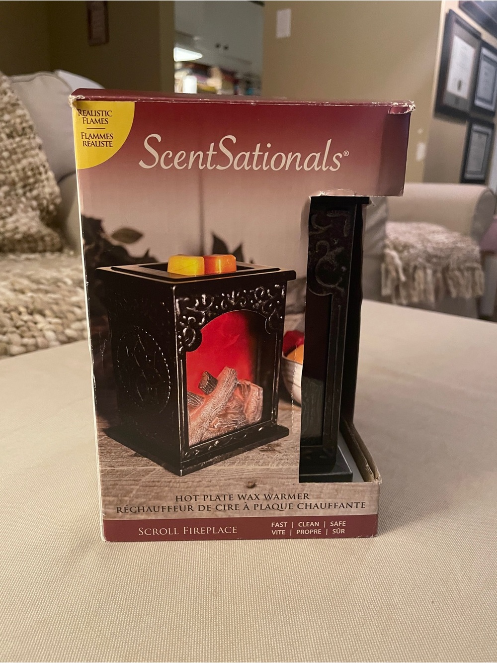 BRAND NEW Scentsationals Black Scroll Fireplace Wax Warmer - Black